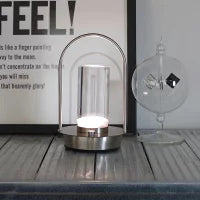 Lumaysa Crystal Lantern touch lamp placed on a wooden surface, warm ambient LED light creating a calm and modern interior atmosphere.