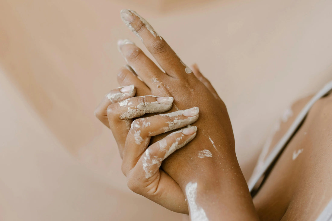 Natural body scrub on hands—gentle exfoliation for smooth skin