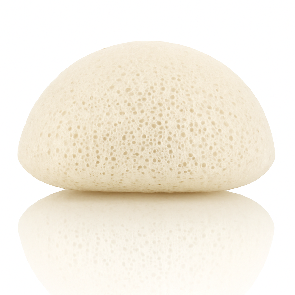 Close-up of Lumaysa pure Konjac facial sponge soaked in water, showing its soft natural texture