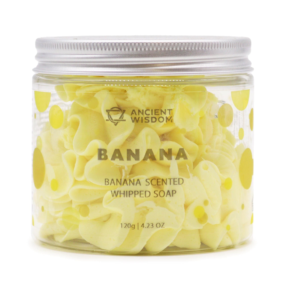 Lumaysa Banana Whipped Cream Soap 120g jar, banana scented whipped soap, vegan and cruelty-free skincare
