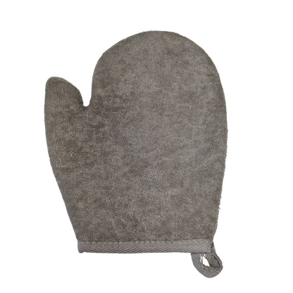 Gray oven mitt on a white background