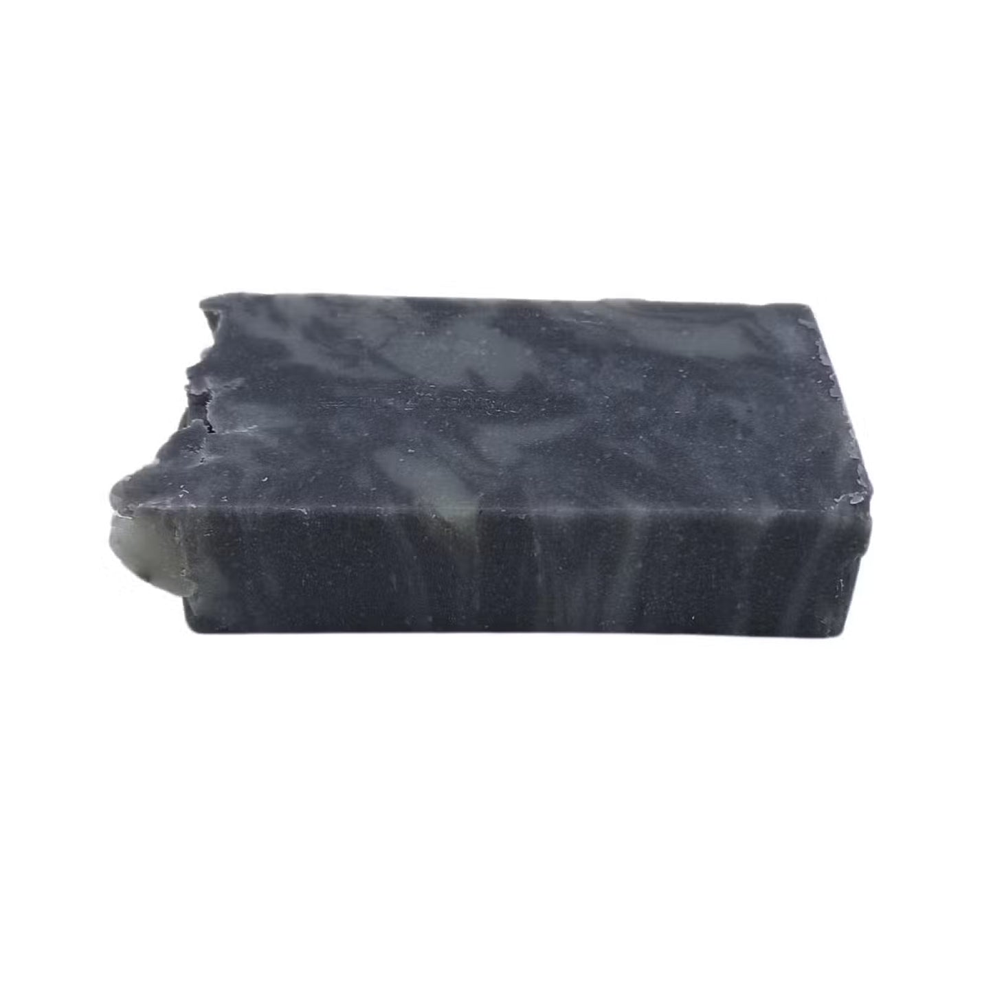 Lumaysa Dead Sea Mud & Olive Oil Soap bar, flat lay on white background showing marbled texture