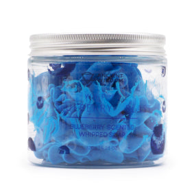 Lumaysa Blueberry Whipped Cream Soap jar showcasing airy whipped texture and blueberry-scented formula.