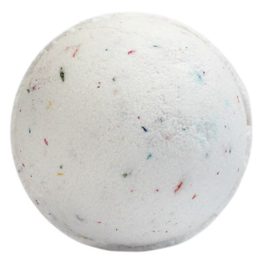 Lumaysa Tutti Fruiti bath bomb in white and multicolor, 180g, with vibrant fruity design and colorful packaging.
