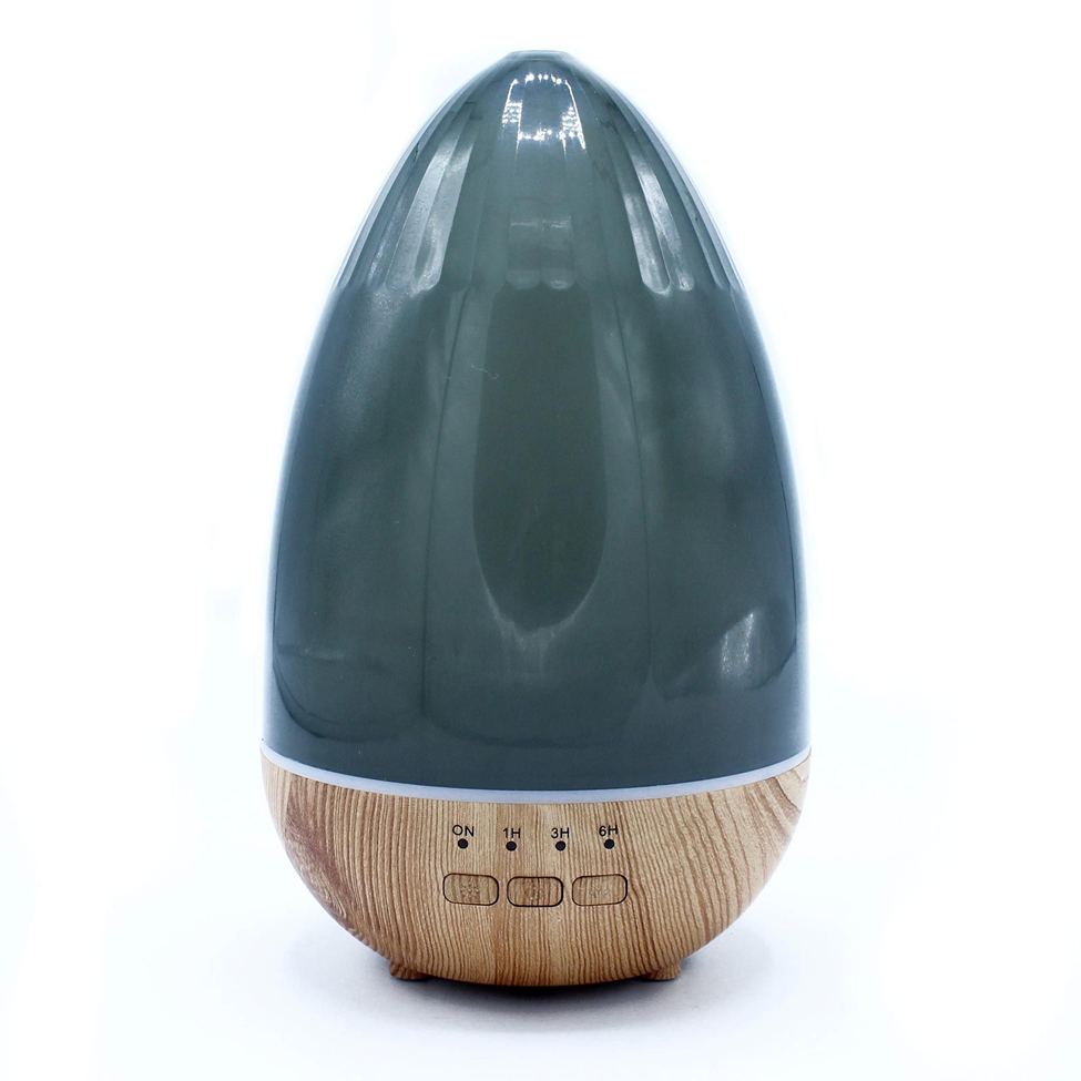 Lumaysa Serenity Glow ultrasonic aroma diffuser with wood-effect base and timer buttons, front view on white background