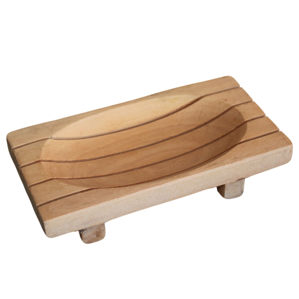 Lumaysa slim flow mahogany wood soap dish with raised base for improved airflow and drainage