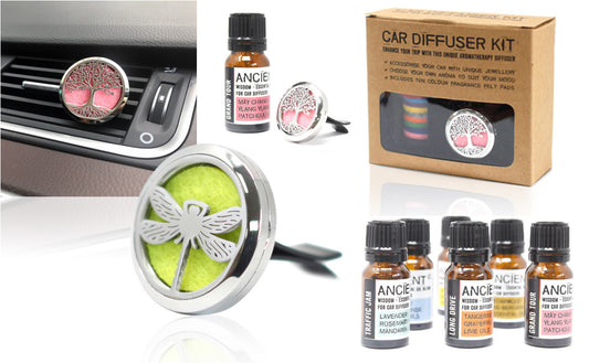 Lumaysa car diffuser kit with essential oil refills for calming and refreshing aromatherapy while driving