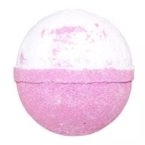 Full view of Lumaysa Strawberry Pavlova jumbo bath bomb (180g) with soft pink and white layers for a sweet, spa-style bath