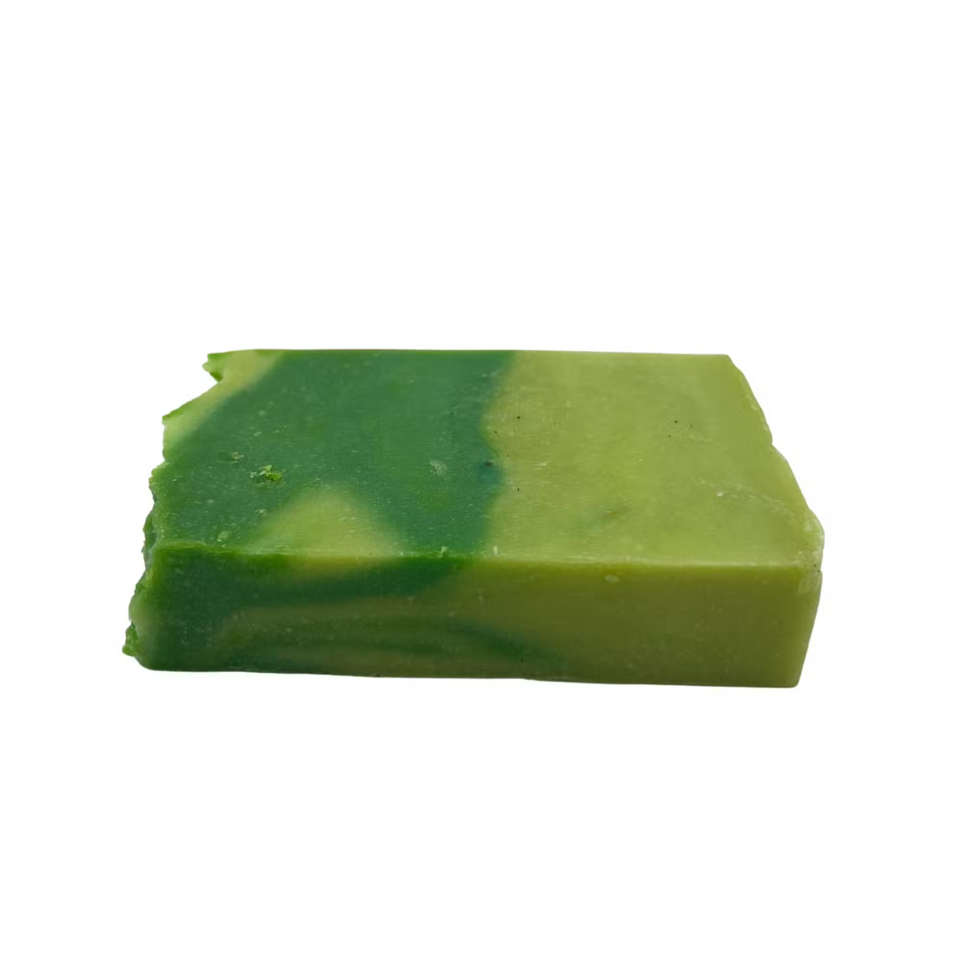 Lumaysa green marbled bar soap, side view on a white background — product cutout.