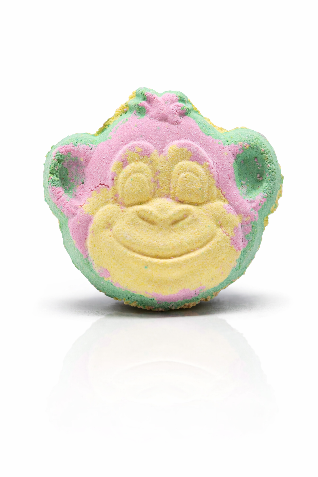 Monkey shaped bath bomb – guava and strawberry scent, colourful kids bath fizz, 90g