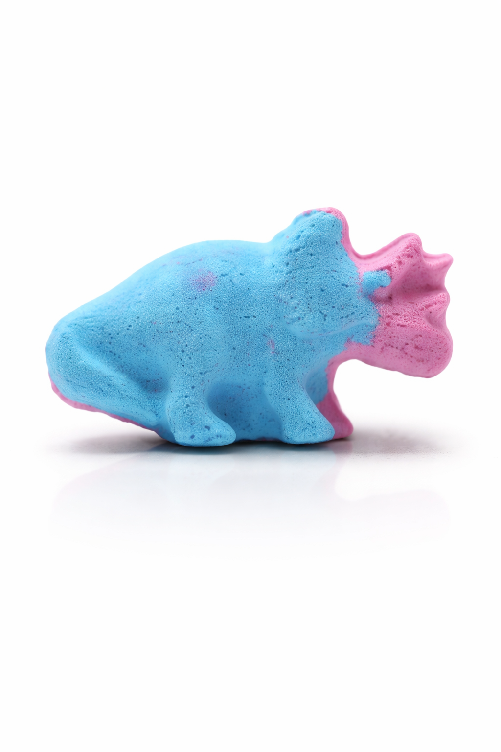 Blue and pink dinosaur shaped bath bomb – blueberry scented fizzy bath product for kids