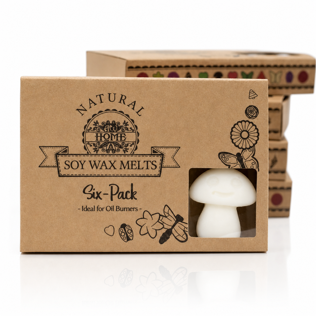 White Musk soy wax melts gift box with six white mushroom-shaped melts