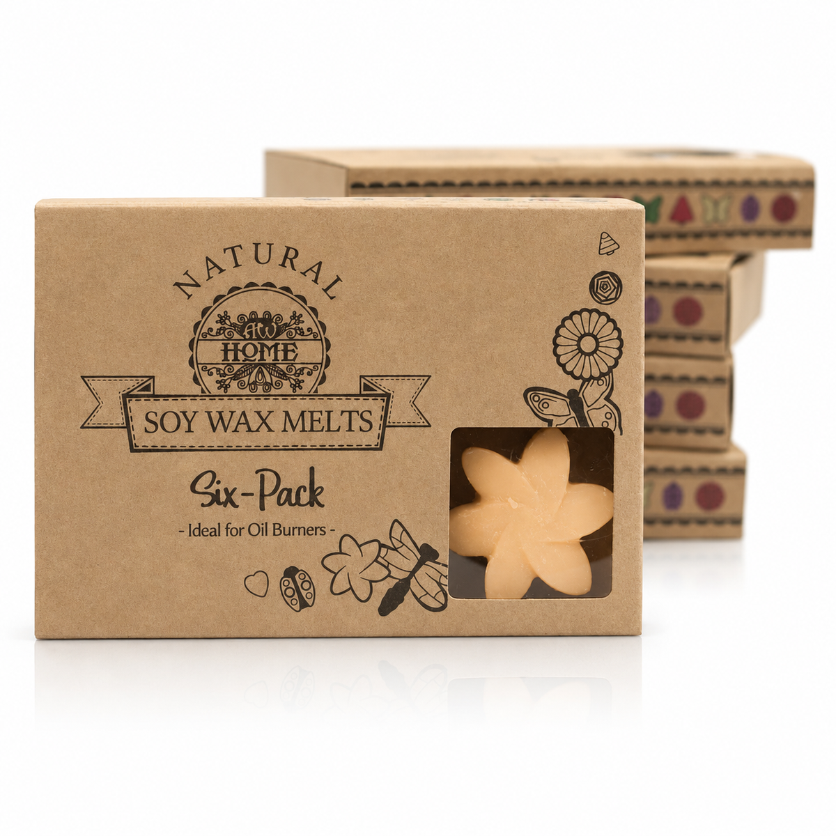 Midnight Jasmine soy wax melts gift box with six flower-shaped melts