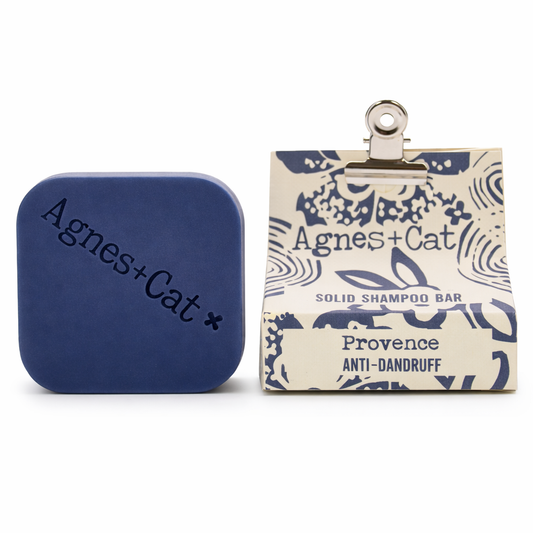 Lumaysa Provence Solid Shampoo Bar by Agnes + Cat with anti-dandruff formula, dark blue shampoo bar with plastic-free packaging, 70g
