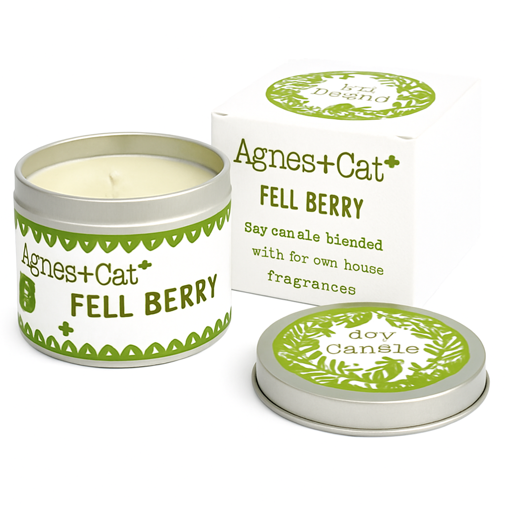 Lumaysa Fell Berry soy candle in reusable tin with box packaging on white background
