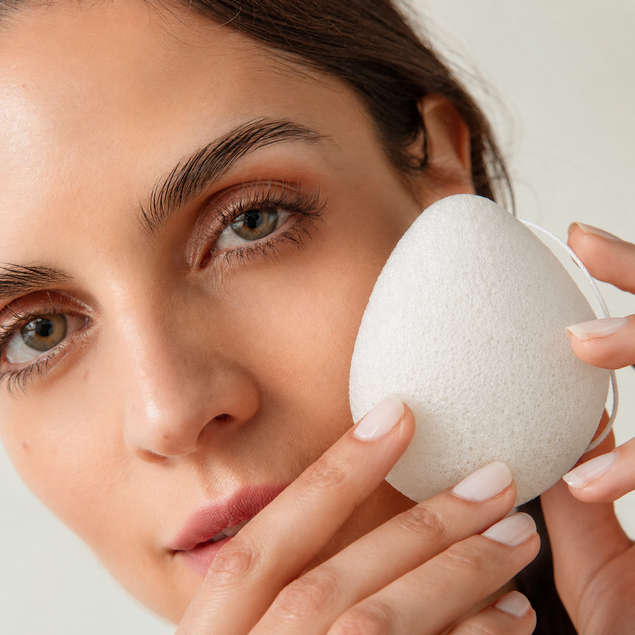 Before and after with Konjac sponge for gentle cleansing and skin balance