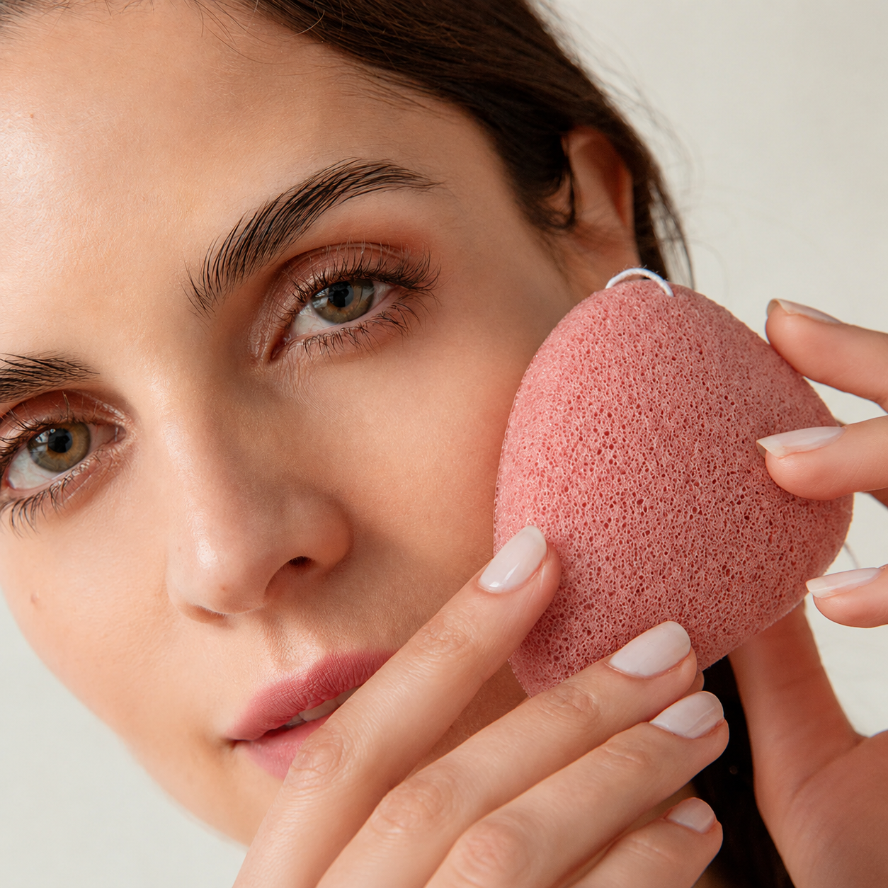 Rose flower konjac sponge soft texture close-up