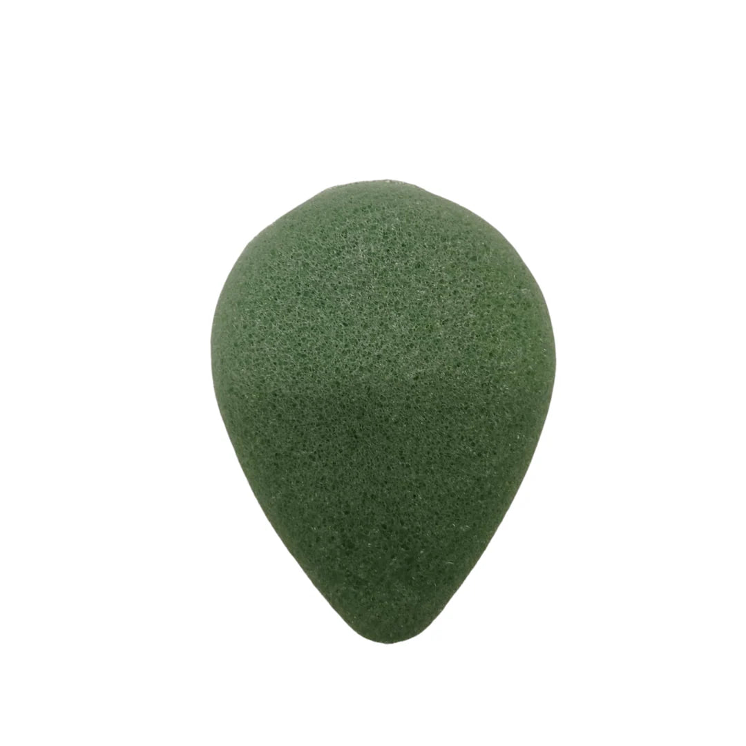 Lumaysa Green Tea Konjac facial sponge showing soft texture for gentle daily exfoliation