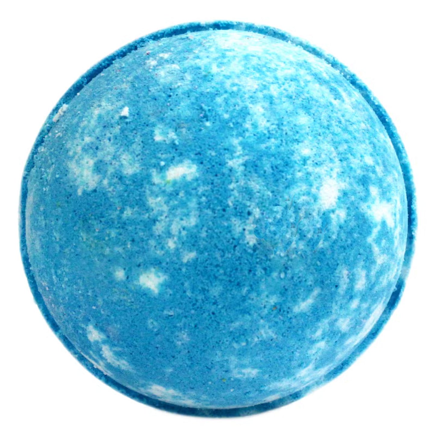 Close-up of Lumaysa Angel Delight blue bath bomb showing textured surface and handmade finish on a clean white background