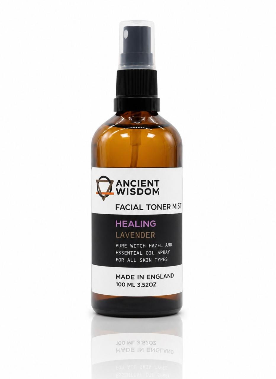 Lumaysa Lavender Calm hydrating facial toner mist with witch hazel and lavender, 100ml amber glass bottle made in the UK