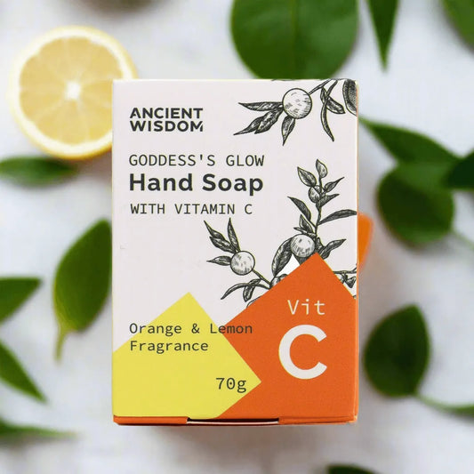 Lumaysa citrus glow hand soap with vitamin C, natural orange and lemon soap with fresh green leaves and clean skincare aesthetic