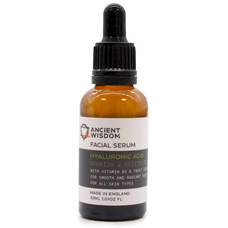 Lumaysa Dewdrop Glow Hyaluronic Facial Serum 30ml in amber glass dropper bottle, hydrating vegan serum made in the UK