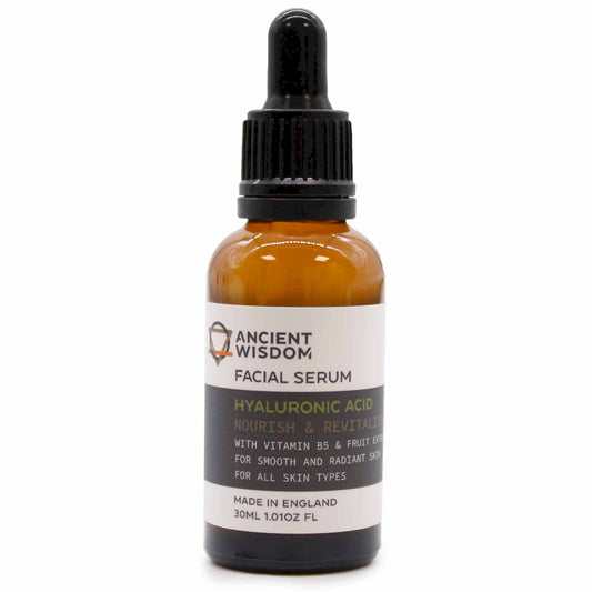 Lumaysa Dewdrop Glow Hyaluronic Facial Serum 30ml in amber glass dropper bottle, hydrating vegan serum made in the UK