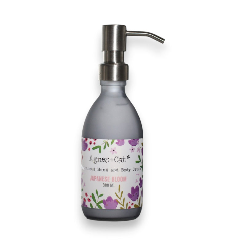 Lumaysa Sakura Whisper Hand & Body Lotion 300ml in a minimalist grey pump bottle on a clean white background